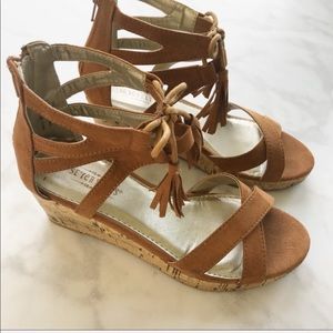 Seychelles brown tassel tie wedges size 7